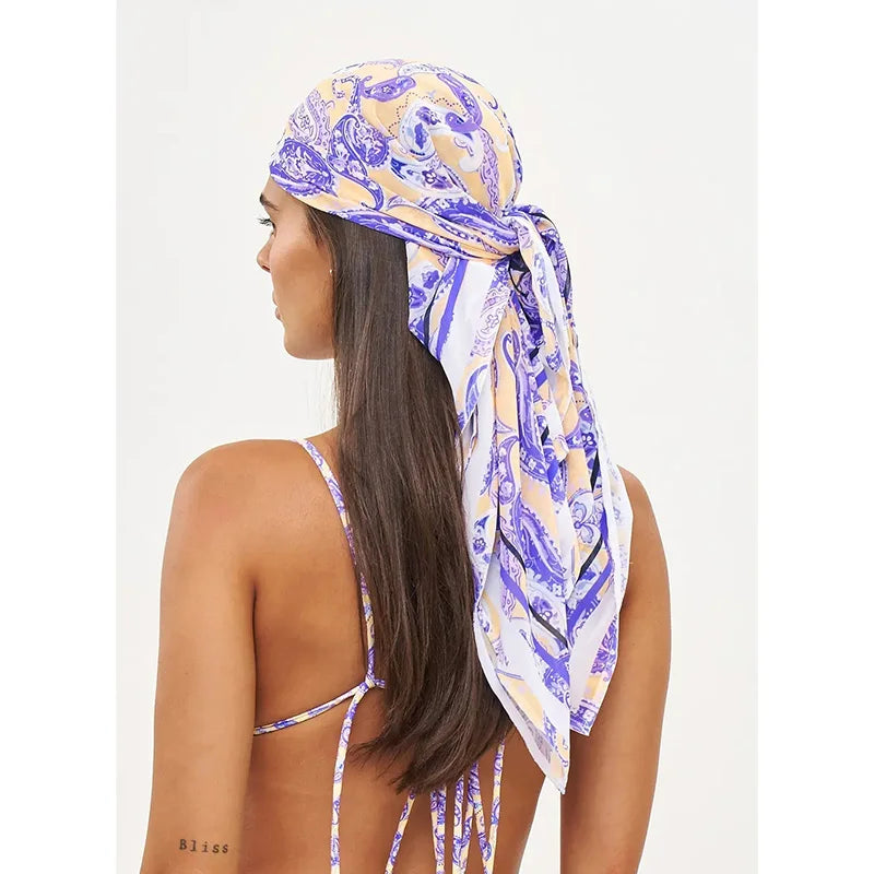 Floral Hairband Cover Up Women Print Bikini Set