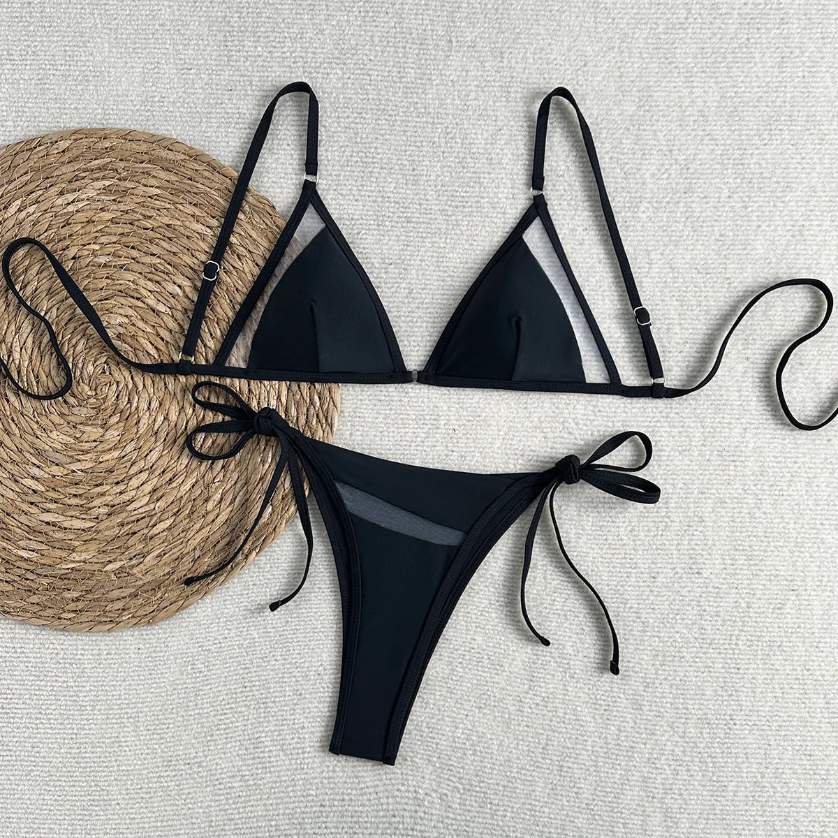 Sexy Black Thong Bikini Set