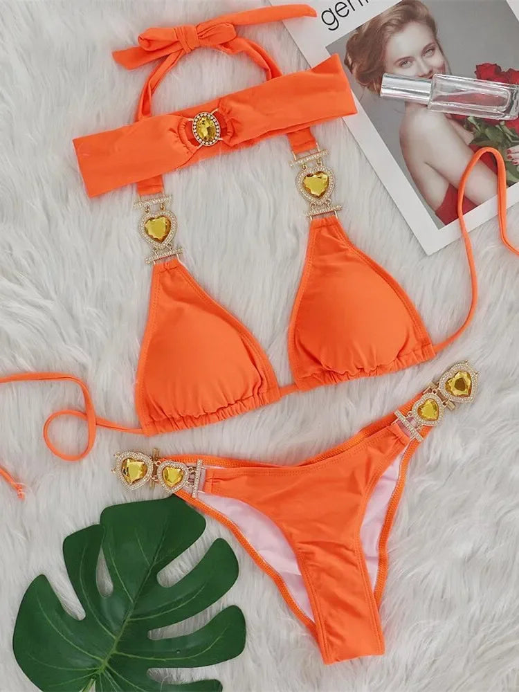 Sexy Rhinestones Bikini Set