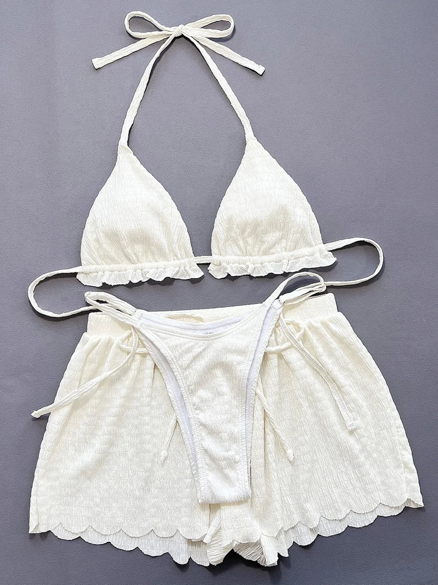 Ruffled Firlled Halter Bikini