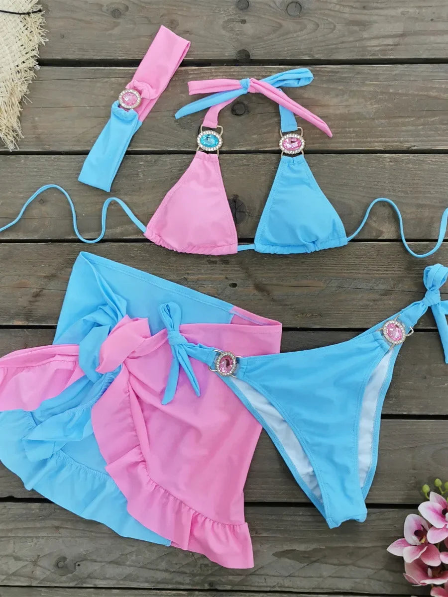 Sexy Skirt 4 Pieces Bikini Set