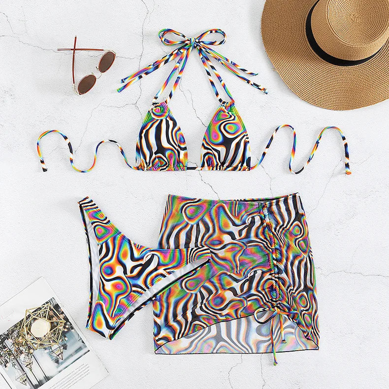 Sexy Black Striped Bikini Set
