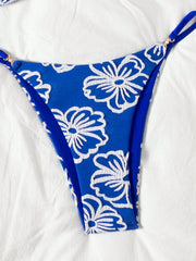 Sexy Blue Lace Flower Micro Bikini Set