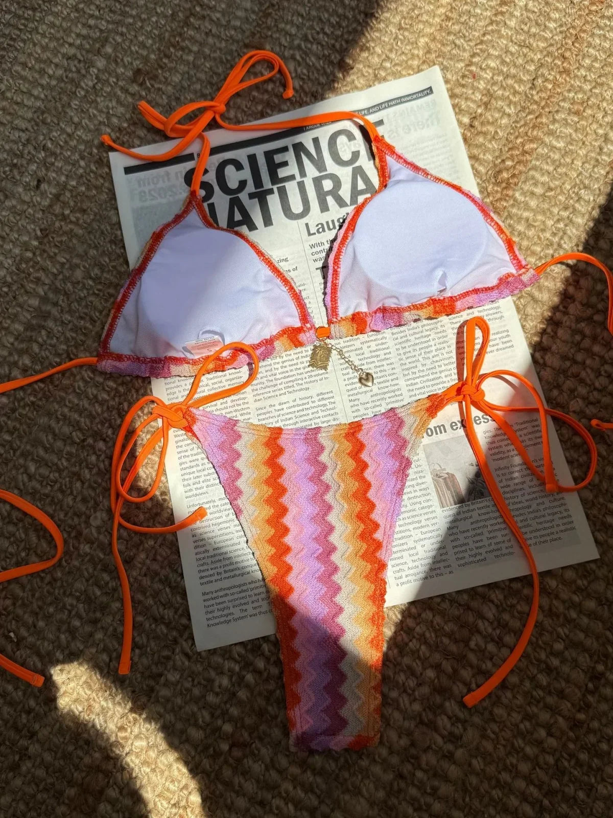 Sexy Lace Orange Gradient Bikini Set