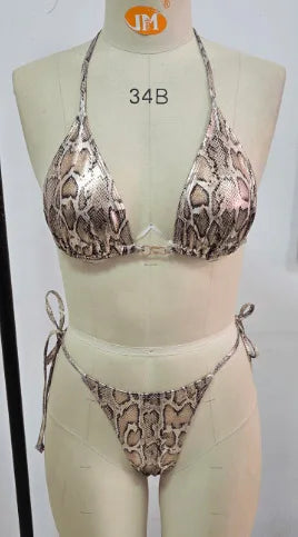 Sexy Coffee Tiger Print Micro Bikini