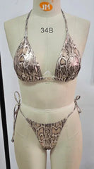 Sexy Coffee Tiger Print Micro Bikini
