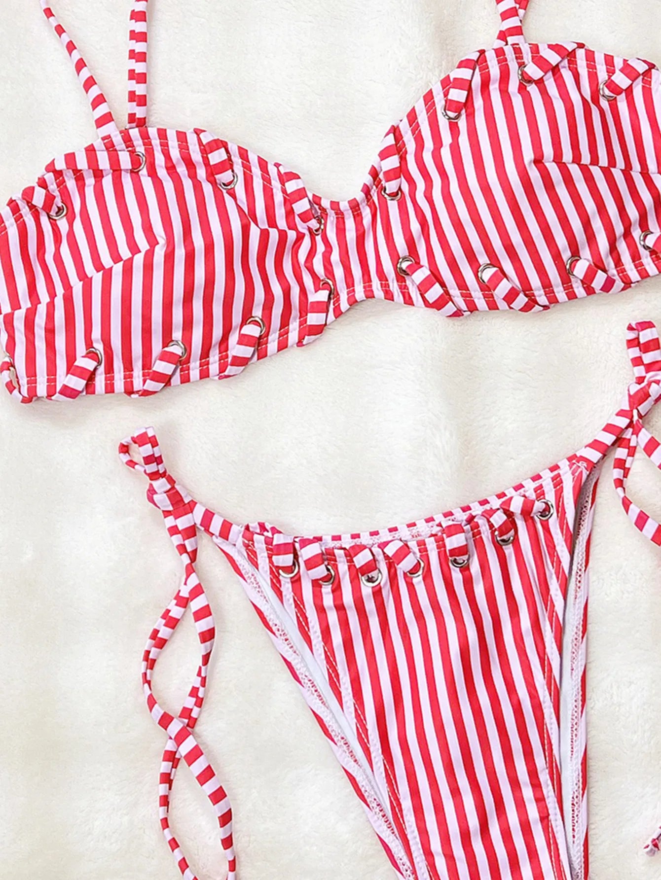 Sexy Pink Striped Micro Bikini