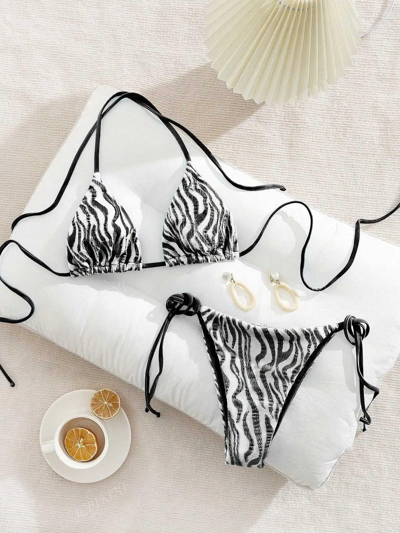 Sexy Orange Zebra Print Micro Bikini