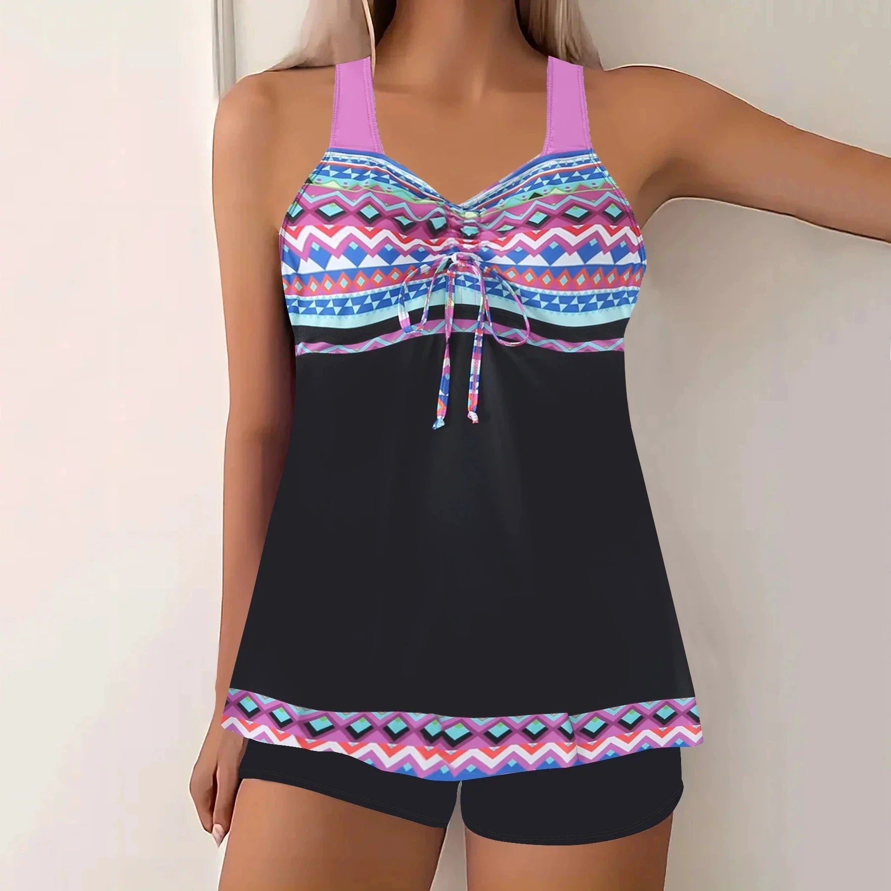 Vintage Tie Dye Gradient Tankini Set