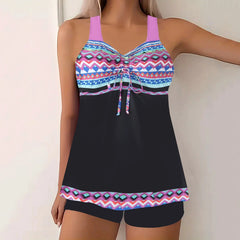 Vintage Tie Dye Gradient Tankini Set