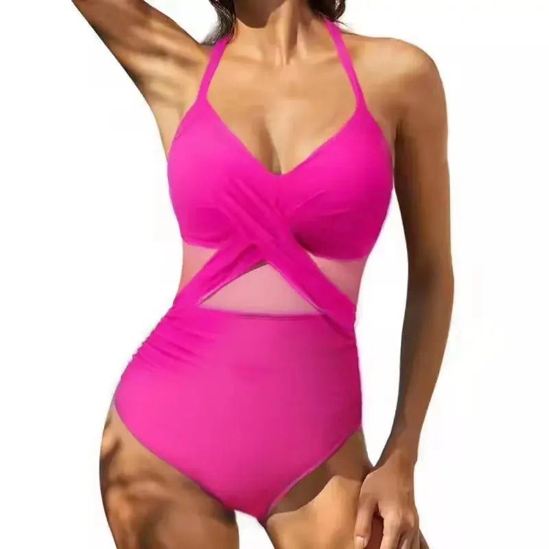 S - XXL Sexy Mesh See Through Women Swimwear One Piece Swimsuit