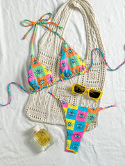 Colorful Printed Halter Bikini