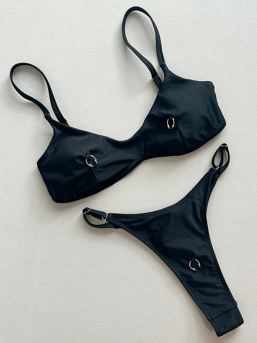 Sexy Metal Ring Mini Micro Thong Bikini