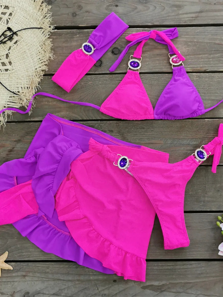 Sexy Skirt 4 Pieces Bikini Set