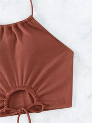 Sexy Ring Linked Pleate Bikini Set