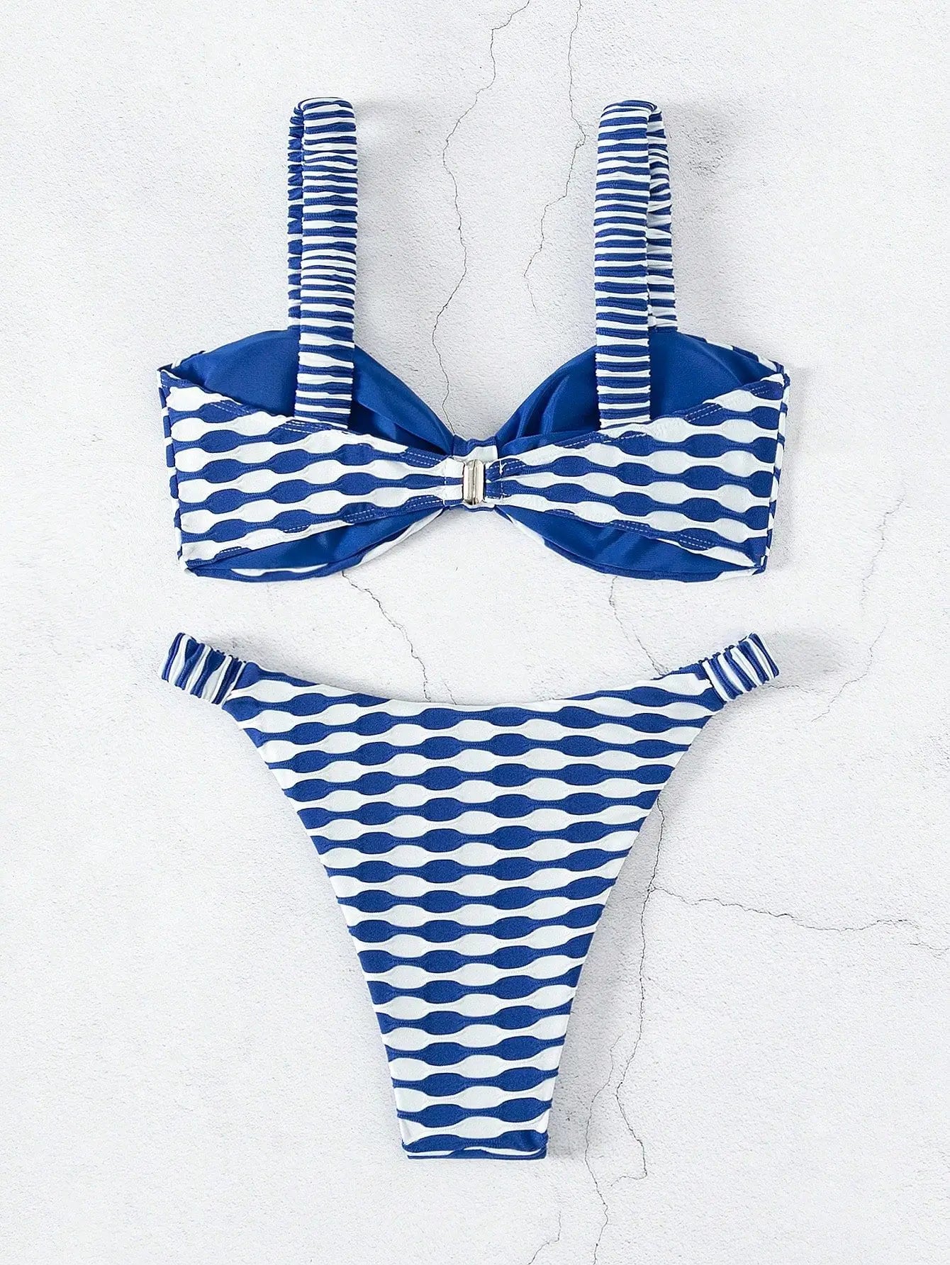 Sexy Khaki Plaid Print Bikini