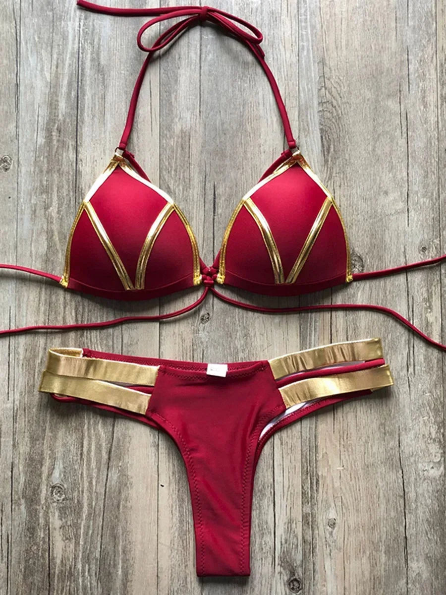 Sexy Halter Push Up Brazilian Bikini