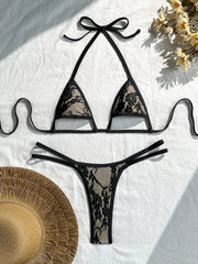 Sexy Black White Lace Bikini Set