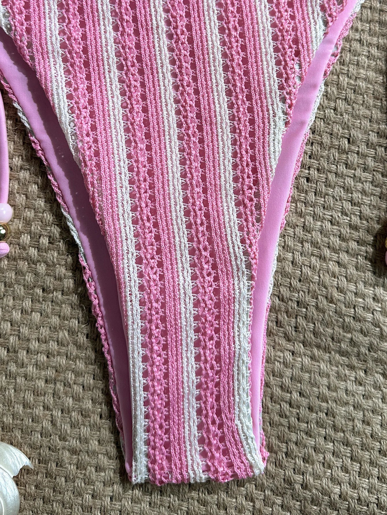 Sexy Pink Striped Micro Bikini Set