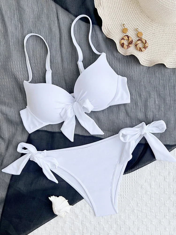 Sexy Knotted Underwired Bra Cup Bikini