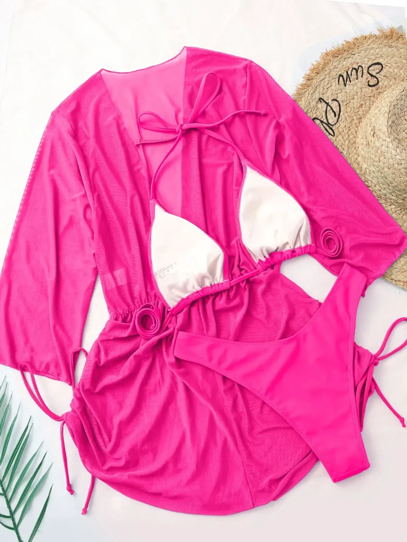 Sexy Long Sleeves Cover Up Bikini Set