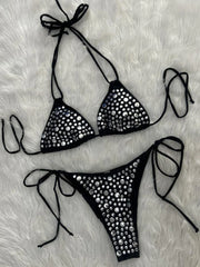 Metallic Sequins Halter Bikini