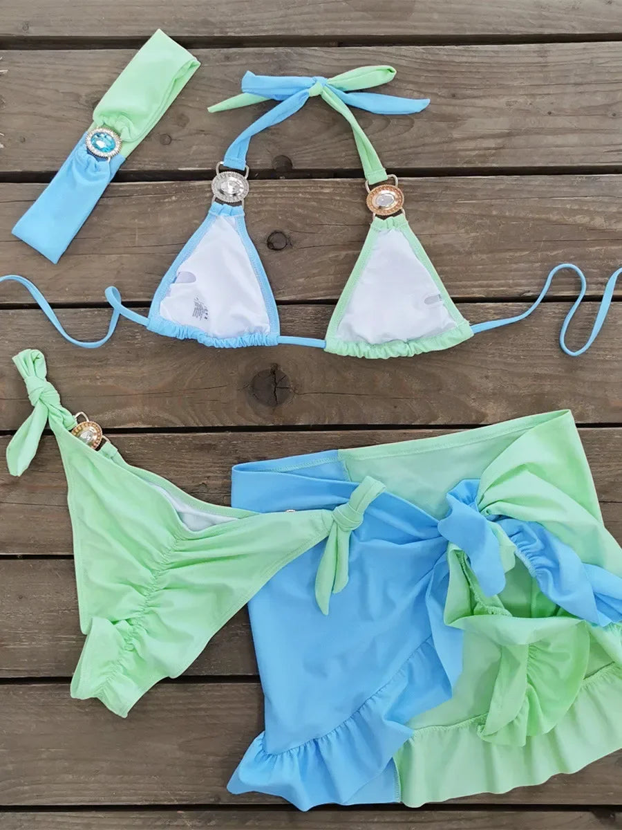 Sexy Skirt 4 Pieces Bikini Set