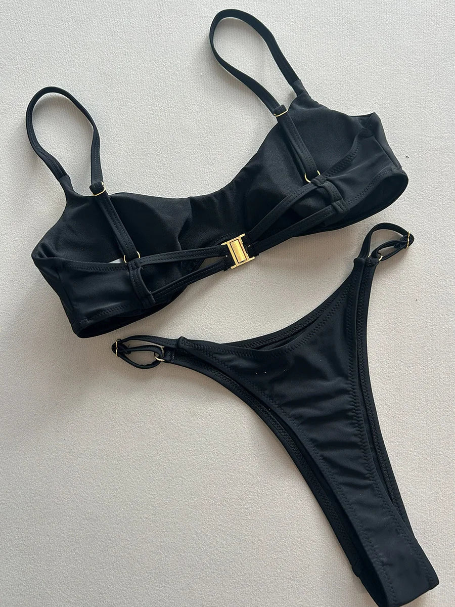 Sexy Metal Ring Mini Micro Thong Bikini