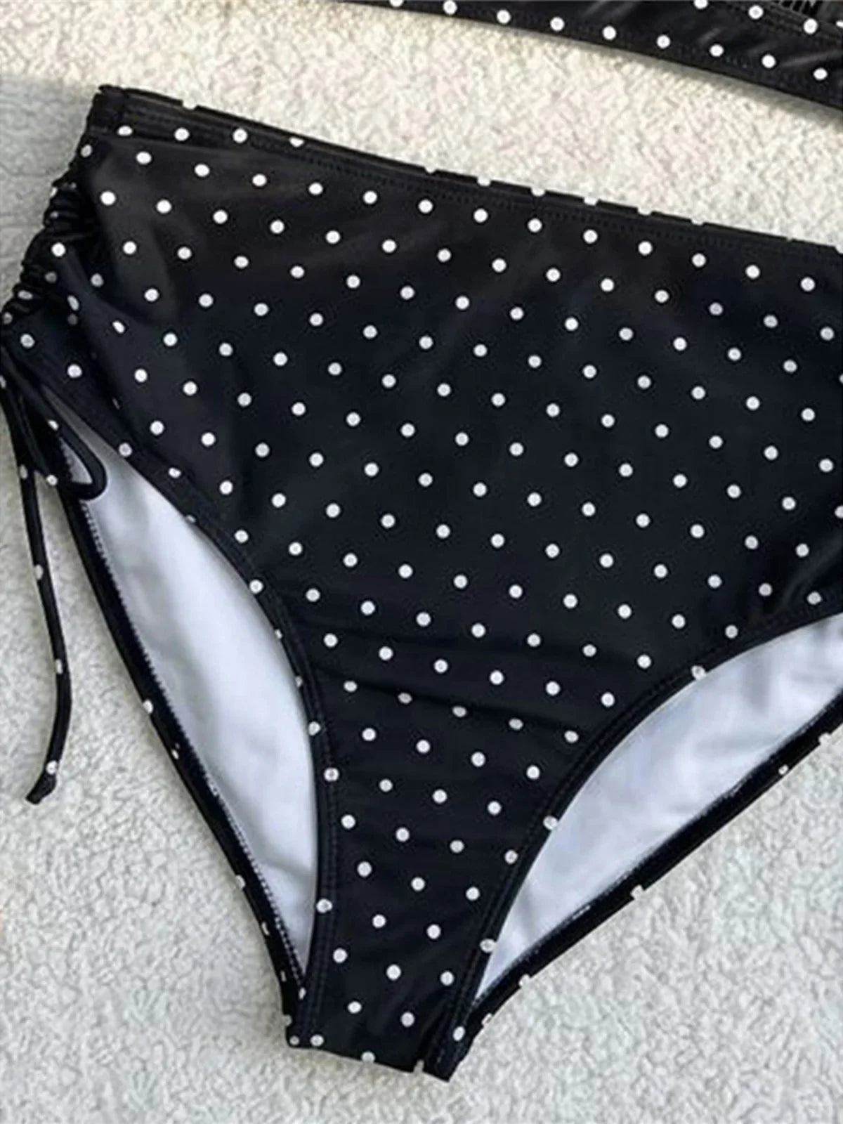 S - XL Polka Dot V Neck High Waist Bikini
