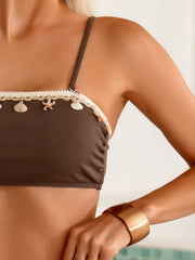 Sexy Coffee Shell Starfish Ornament Bikini Set