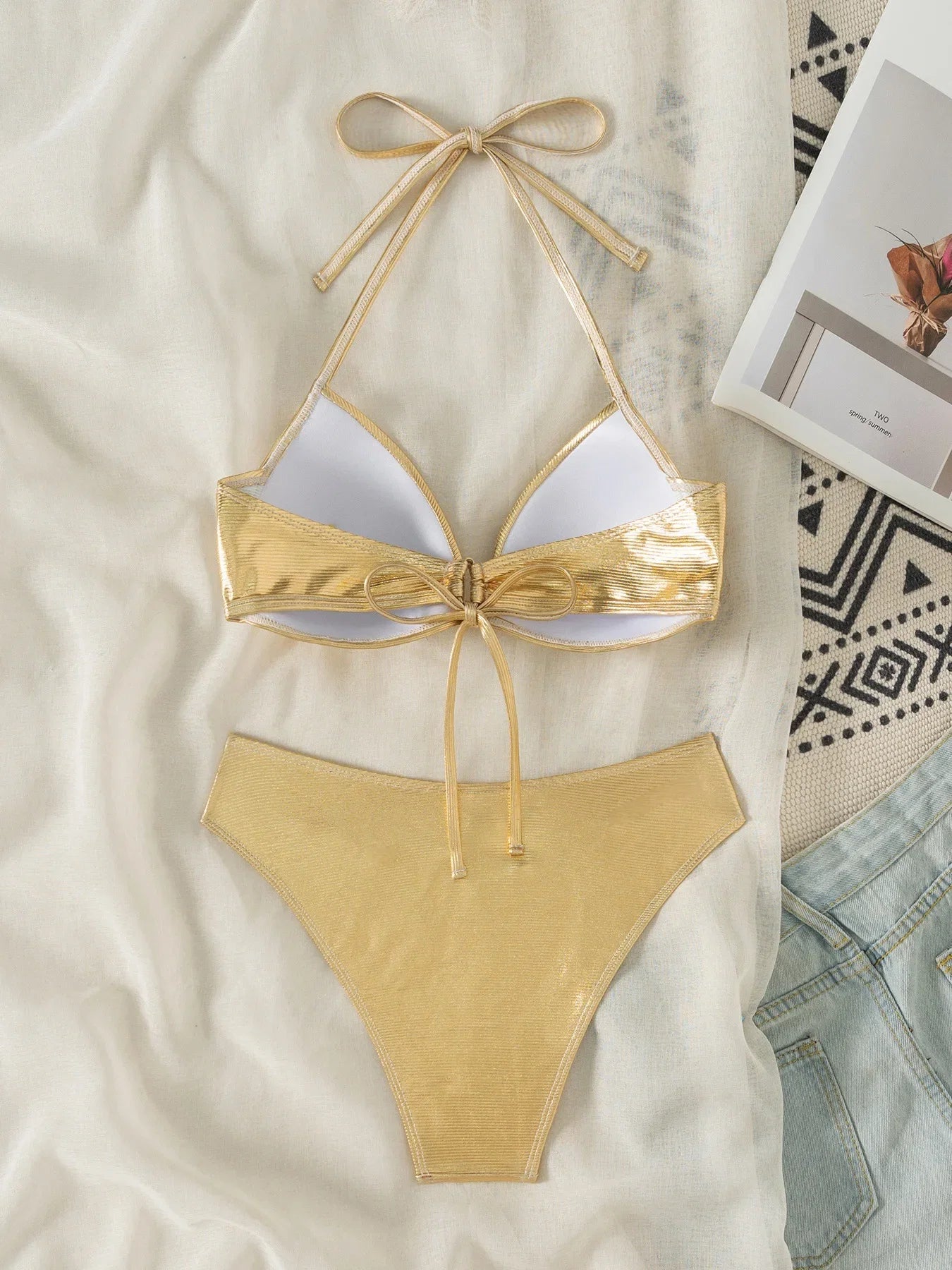 Shiny Gold Bikini Set