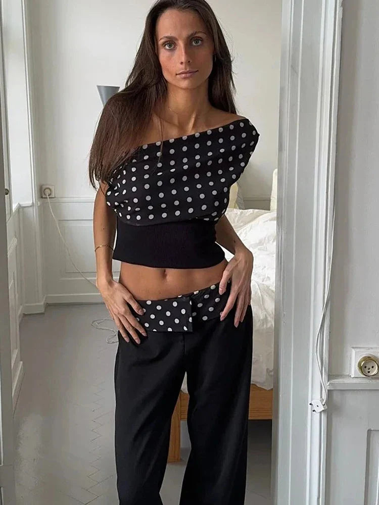 Polka Dot Off Shoulder Cami Top