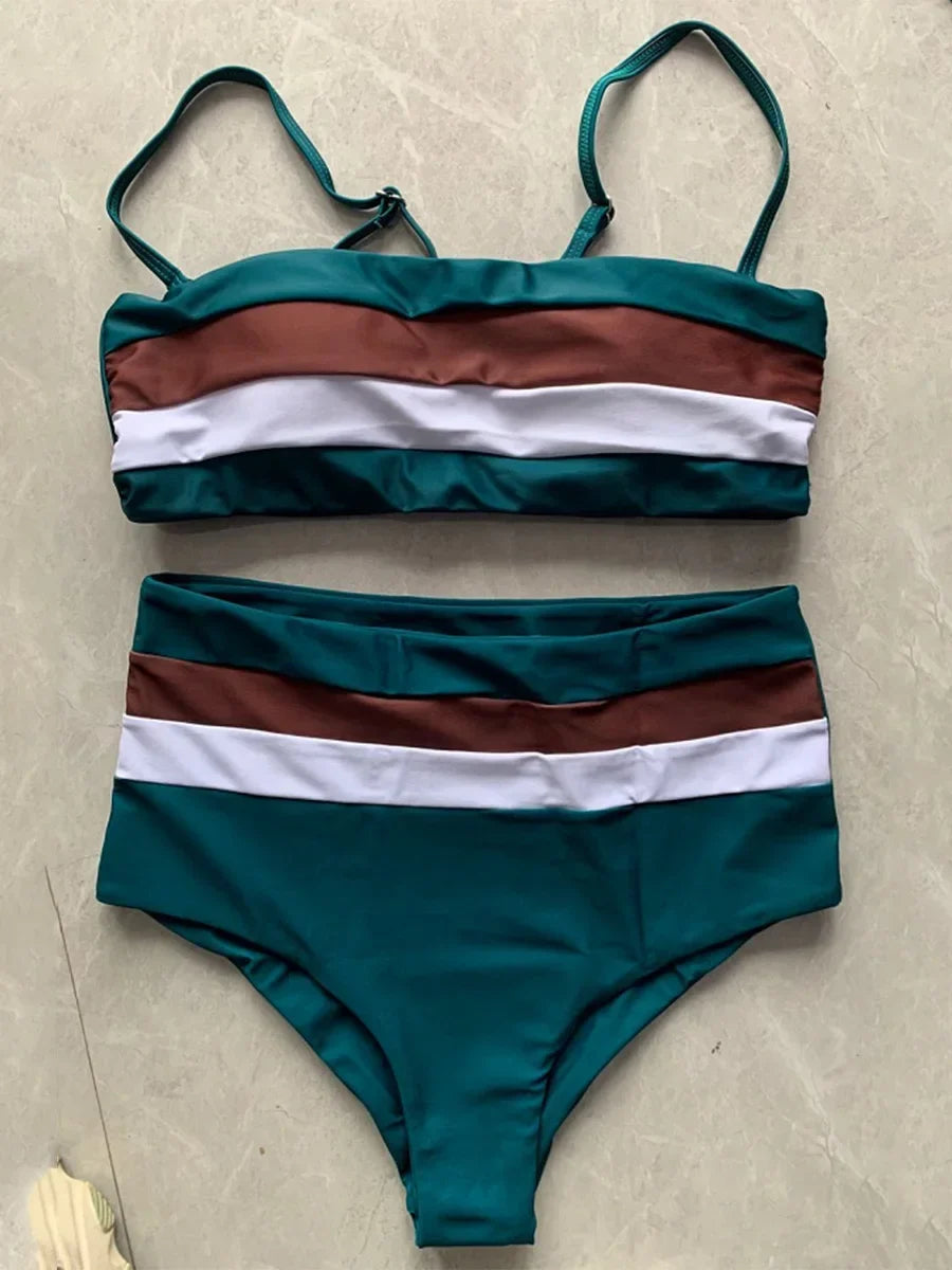 Sexy Striped Bandeau Bikini