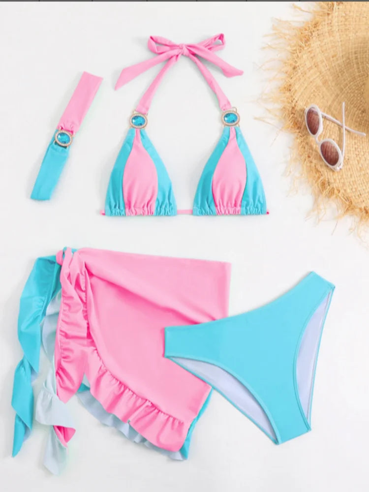 Sexy Skirt 4 Pieces Bikini Set