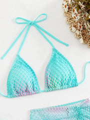 Sexy Green Gradient Print Bikini Set