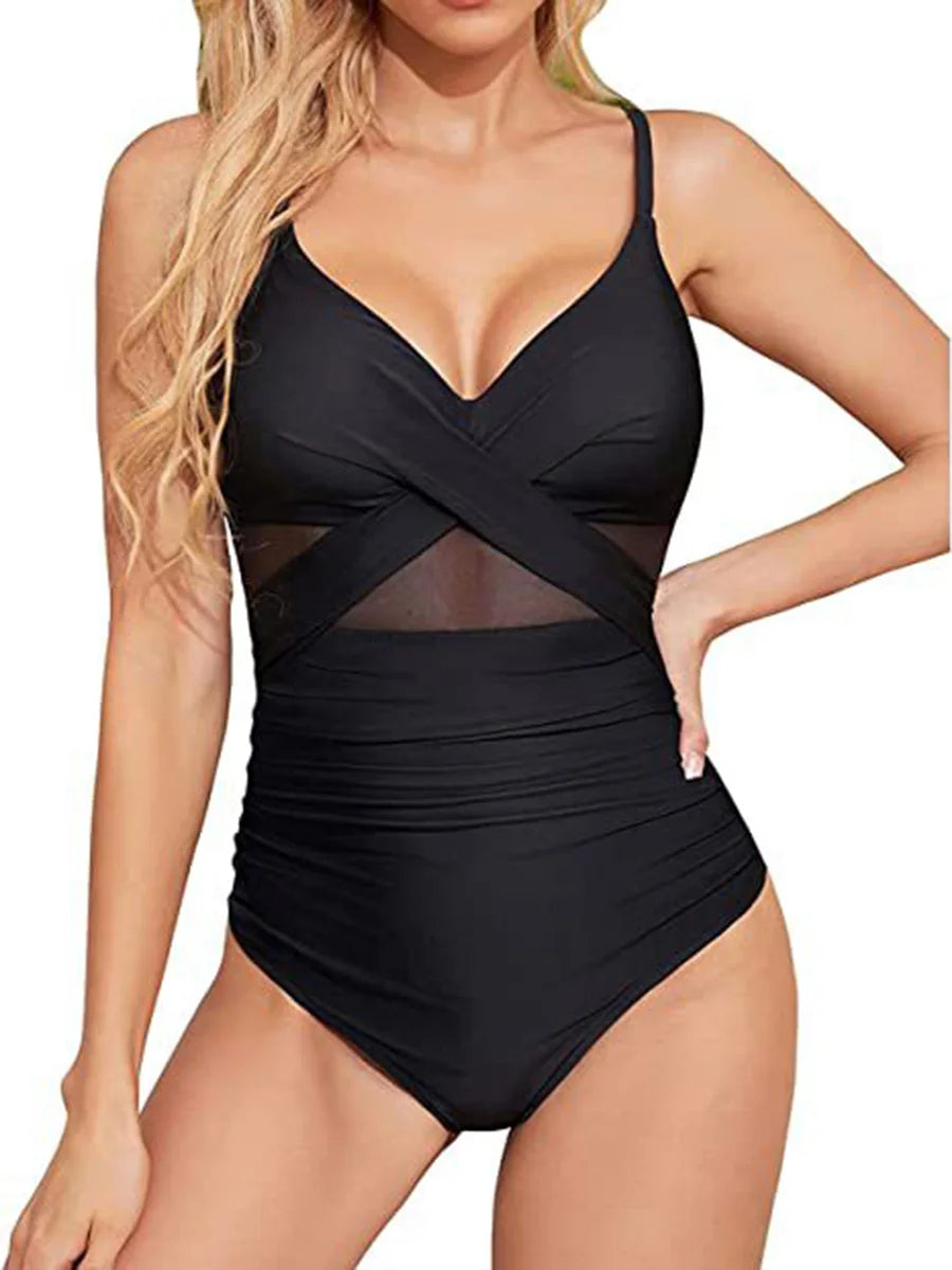 S - XXL Sexy Mesh See Through Women Swimwear One Piece Swimsuit