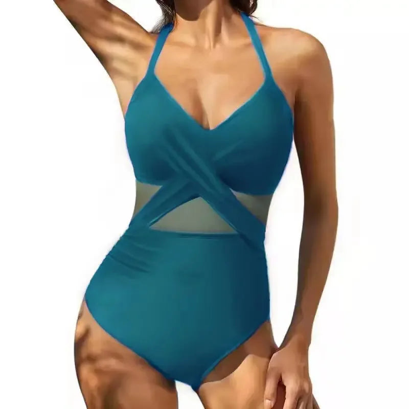 S - XXL Sexy Mesh See Through Women Swimwear One Piece Swimsuit