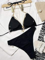 New Sexy Halter Metal Chains Bikini