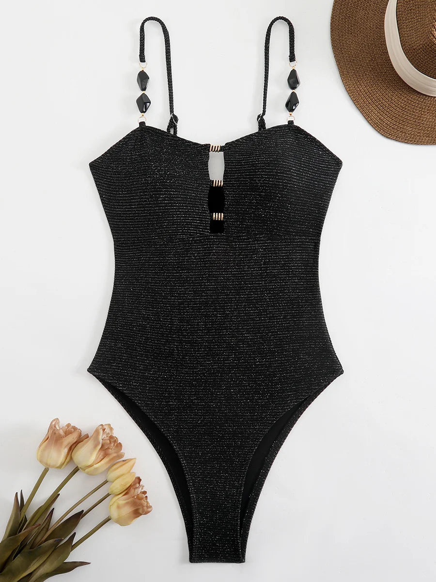 S - XL Glitter Sparkling One Piece Swimsuit