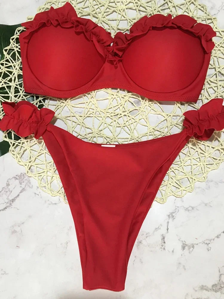 Ruffled Bra Cup Bikini