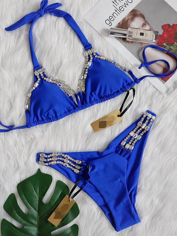 Sexy Rhinestone Bikini Set