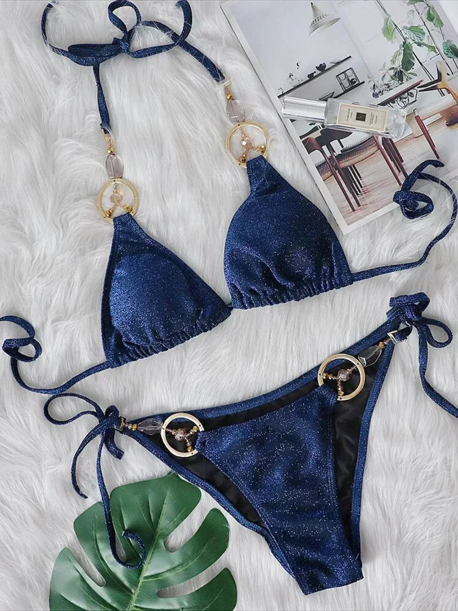 Halter Sparkling Brazilian Diamond Bikini