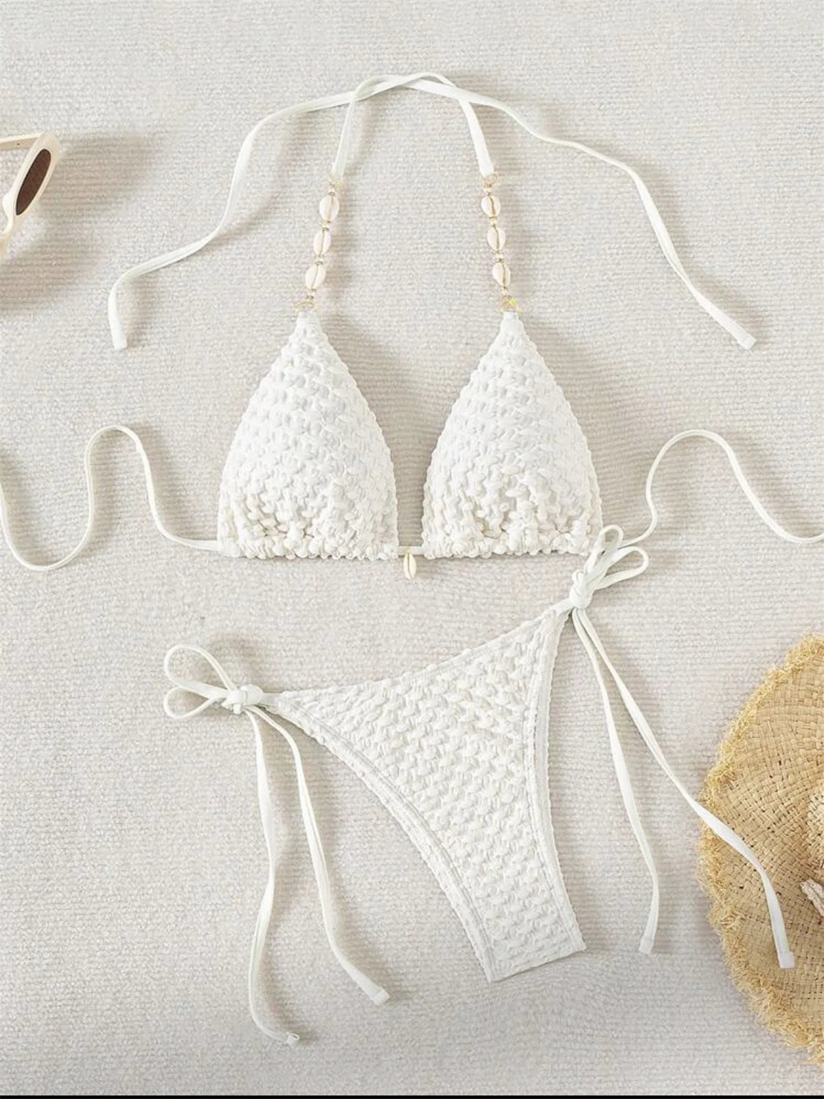 Sexy White Shell String Bikini