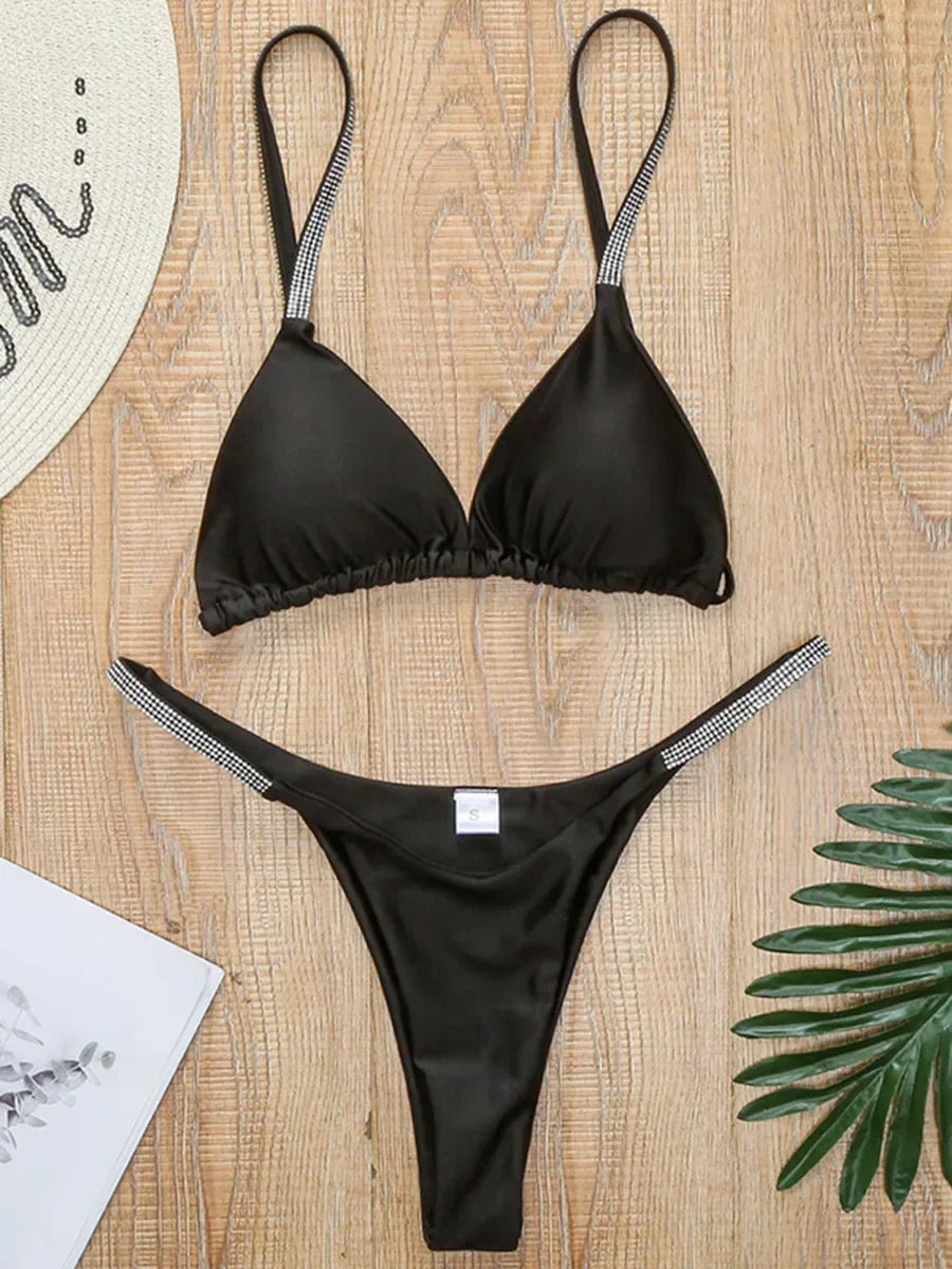 Sexy Shiny Sequins Mini Micro Thong Bikini