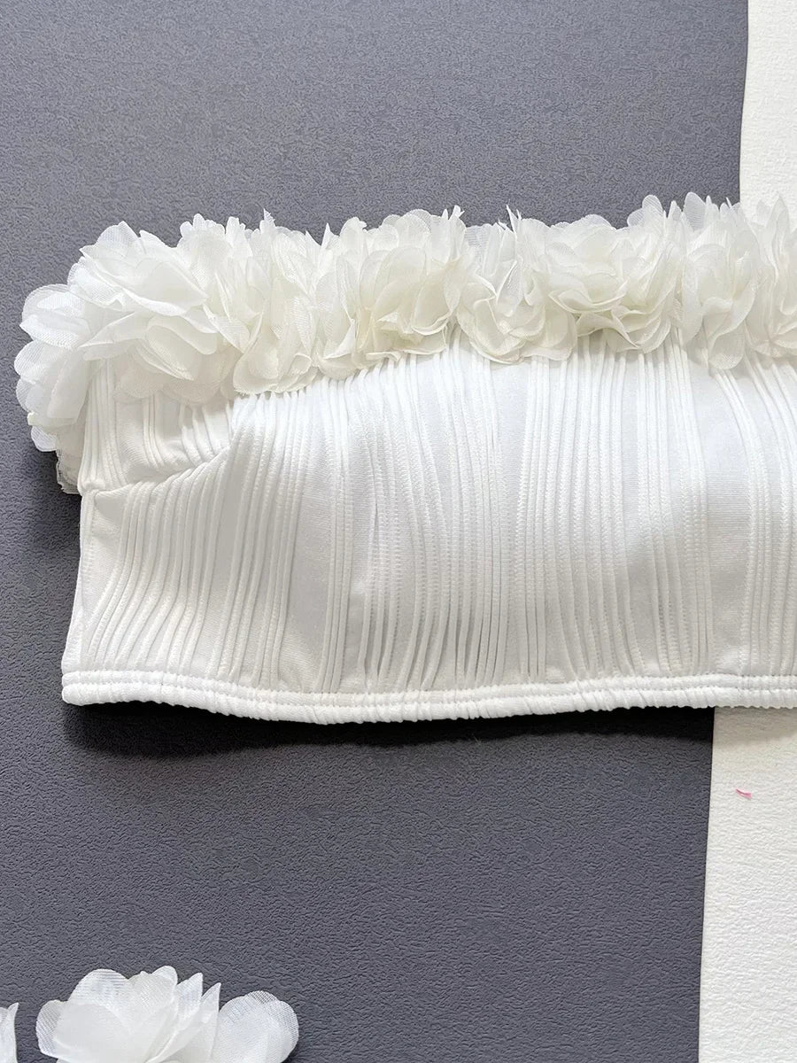 Wrinkled Ruffled Frilled Bandeau Bikini