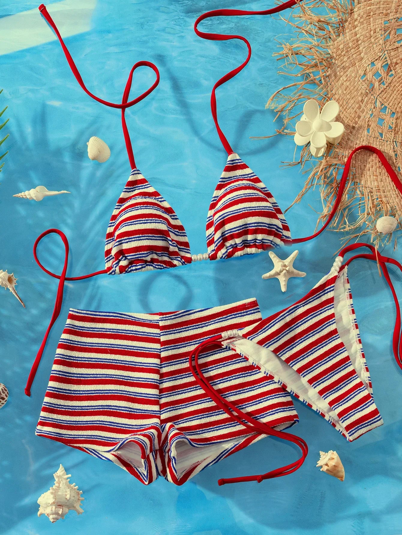 Sexy Red Striped Bikini Set