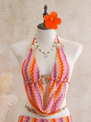 Vintage Orange Striped Bikini Set