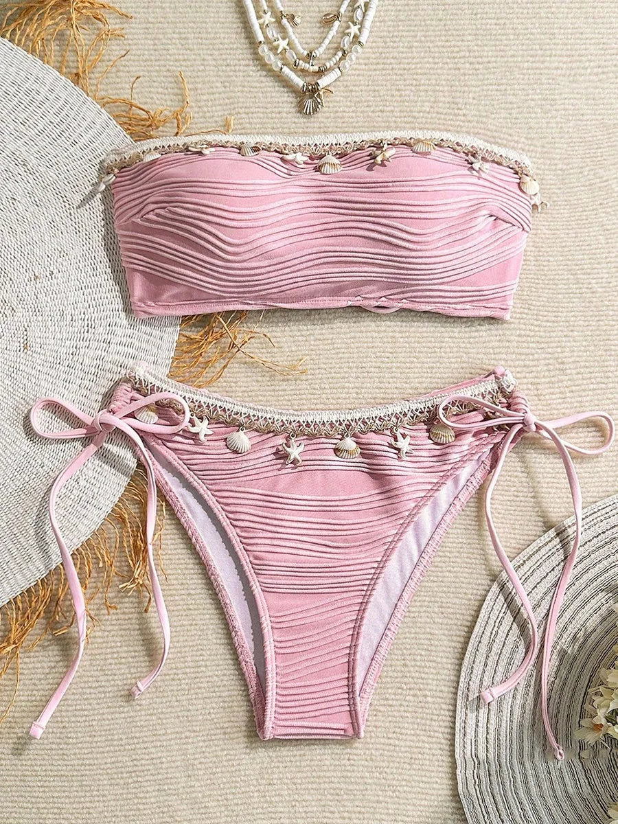 XS - XL Bandeau Wrinkled High Cut Bikini
