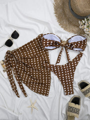 Coffee Polka Dot Print Bikini Set