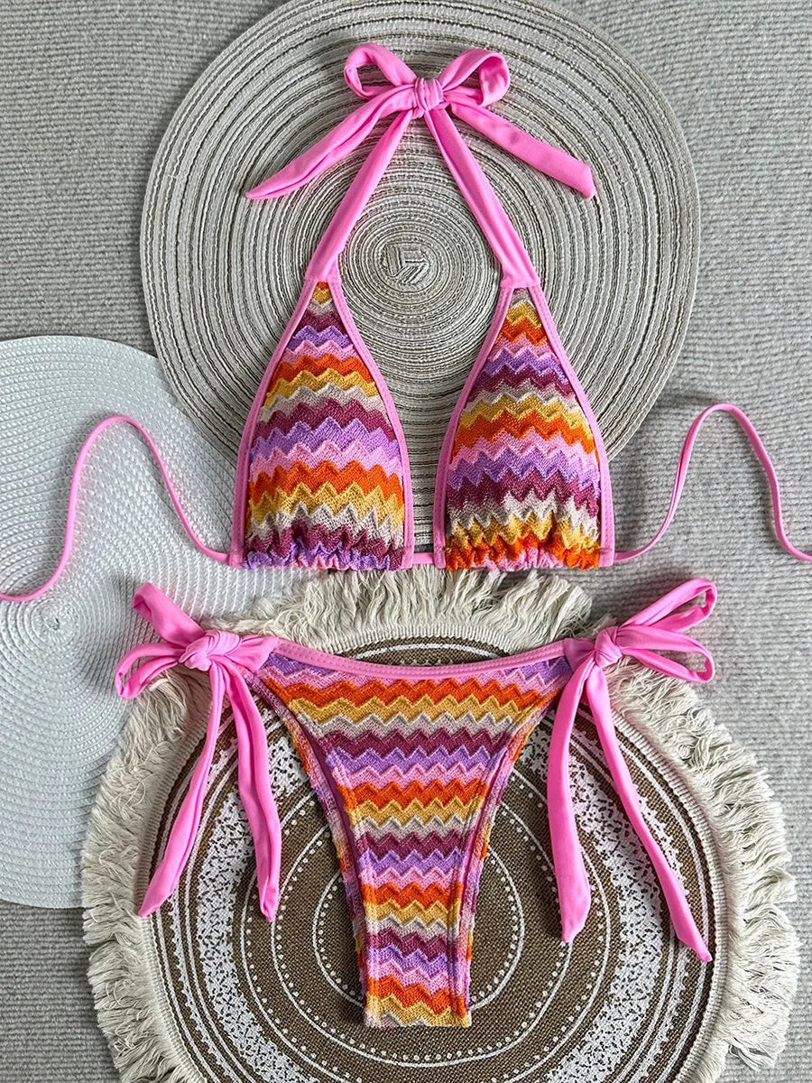 Striped Halter Bikini